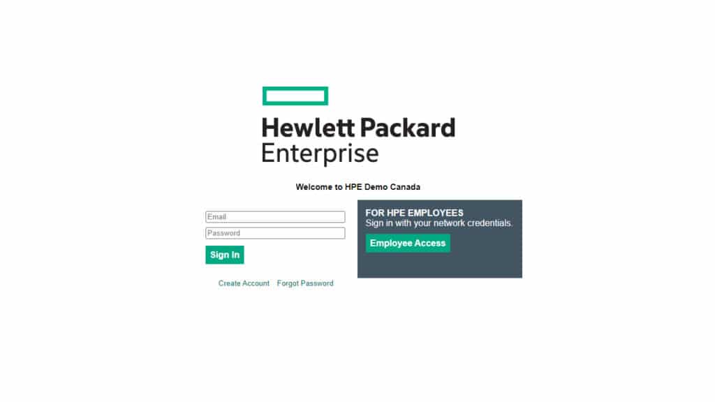 HPE SSO Product Demo login page.