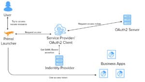 Primal Launcher SSO workflow for resource access.