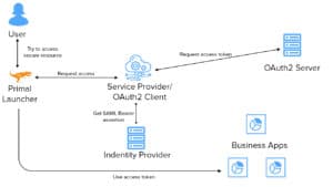 Primal Launcher SSO workflow for resource access.